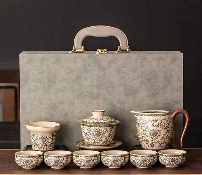 Ru Kiln Enamel Gongfu Tea Set, Gaiwan and Teacup Collection-suit25