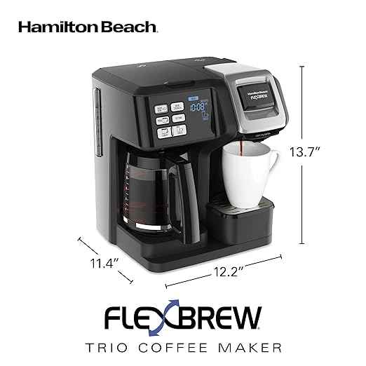 Hamilton Beach FlexBrew Trio 2-Way Coffee Maker, Compatible with K-Cup Pods or Grounds, Combo, Single Serve & Full 12c Pot, Black