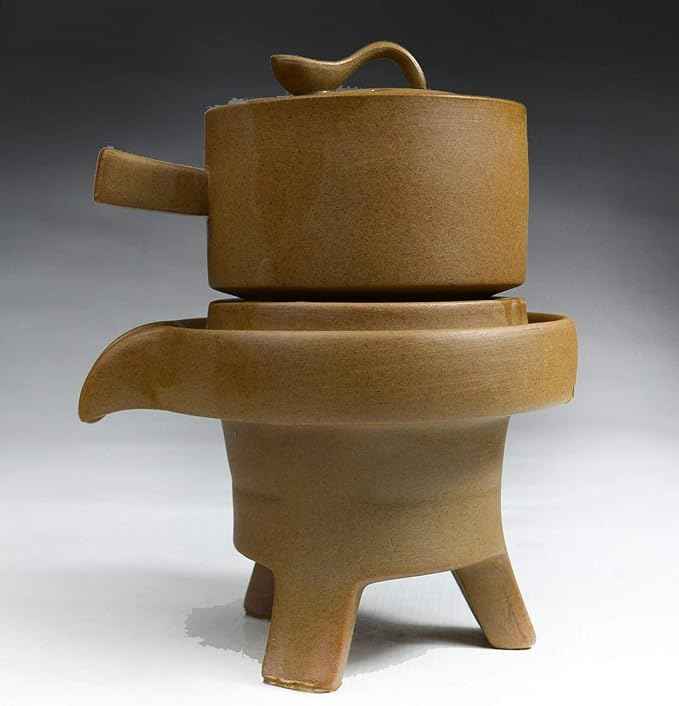 Chinese Gongfu Tea Gift Set, Service Automatic Stone-Mill Design Handmade Ceramics Tea Pot 6 Cups Japanese Kung Fu Tea for Adults Men Women Tea Ceremony Party Home Office Decor (lotus)