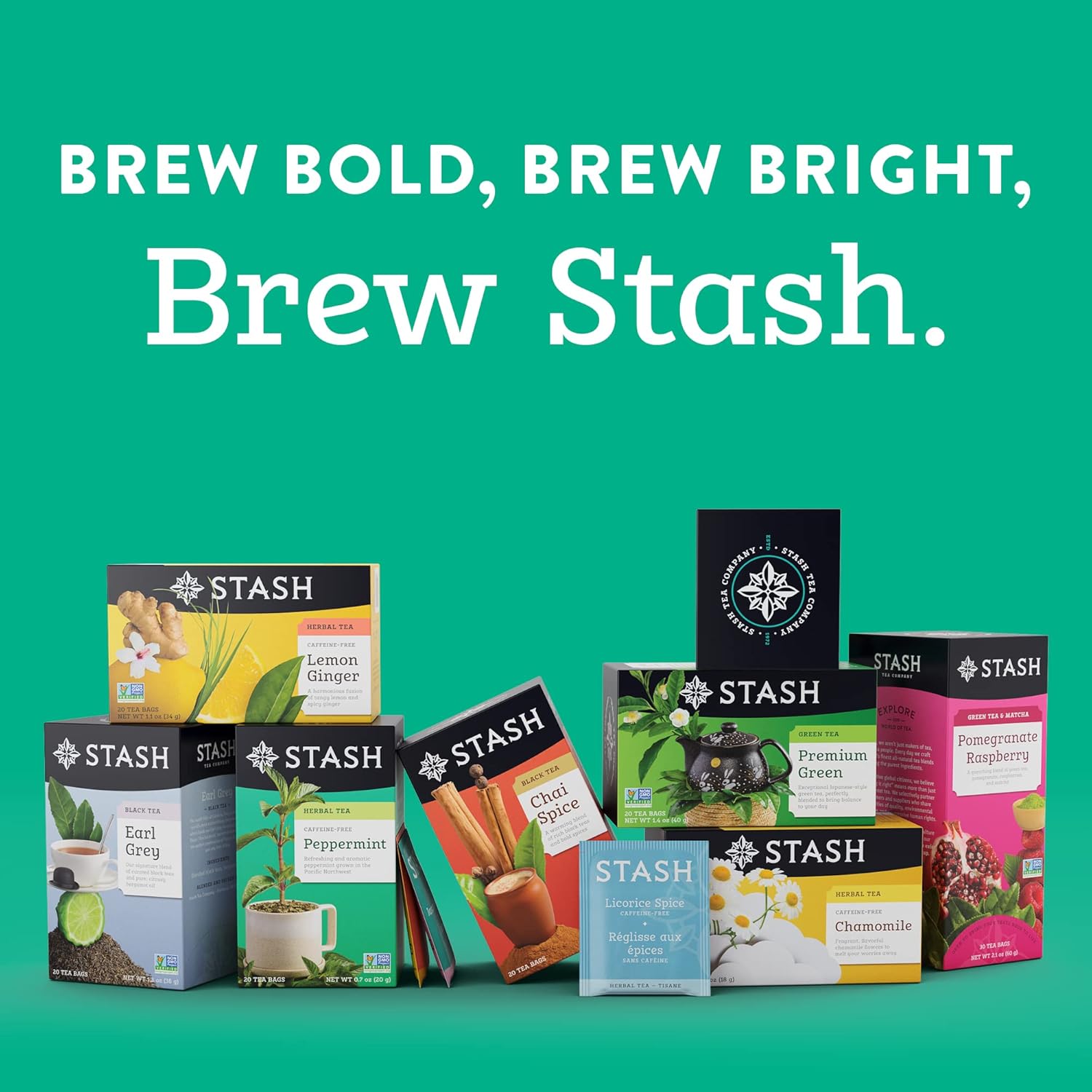 Stash Tea Pomegranate Raspberry & Matcha Green Tea - Caffeinated, Non-GMO Project Verified Premium Tea with No Artificial Ingredients, 18 Count (Pack of 6) - 108 Bags Total