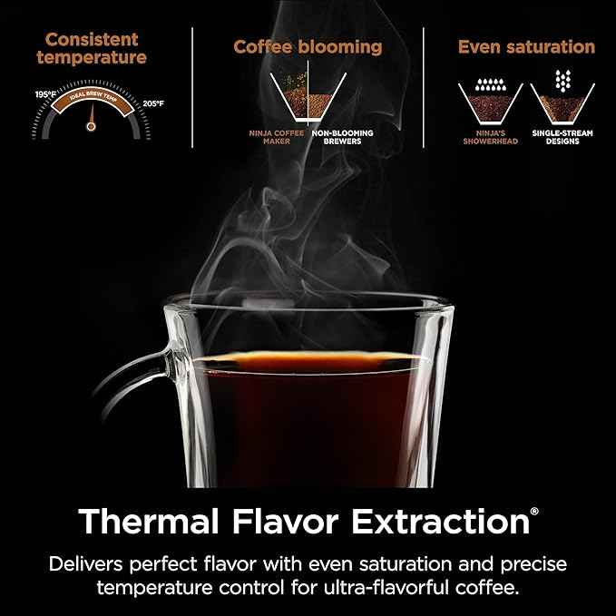 Ninja Specialty Coffee Maker, Hot & Iced Coffee, 6 Brew Styles, 8 Sizes, Small Cup to Travel Mug, 10-Cup Carafe, Fold-Away Frother, Permanent Filter, Removable Reservoir, Black, CM401
