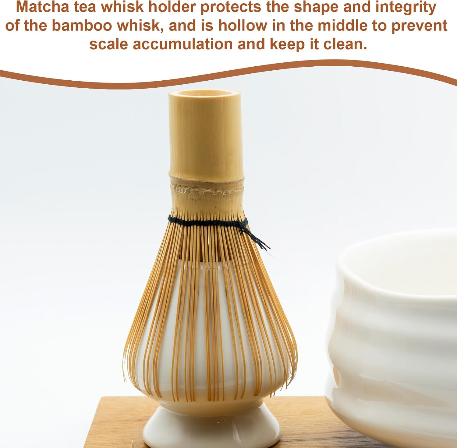HARFINGTON Ceramic Chasen Stand 73mm Matcha Whisk Holder Teas Set Whisks Stand Traditional Matcha Tea Chasen Holder Tea Set Accessories for Tea Tasting, Matte White