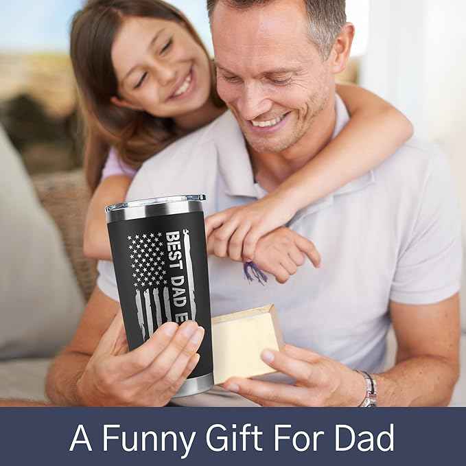 Father Day Gift Bundle for Dad, Husband - Birthday Gifts for Dad from Daughter, Son - Anniversary Husband Gifts from Wife - 20 Oz Stainless Steel Tumbler Set
