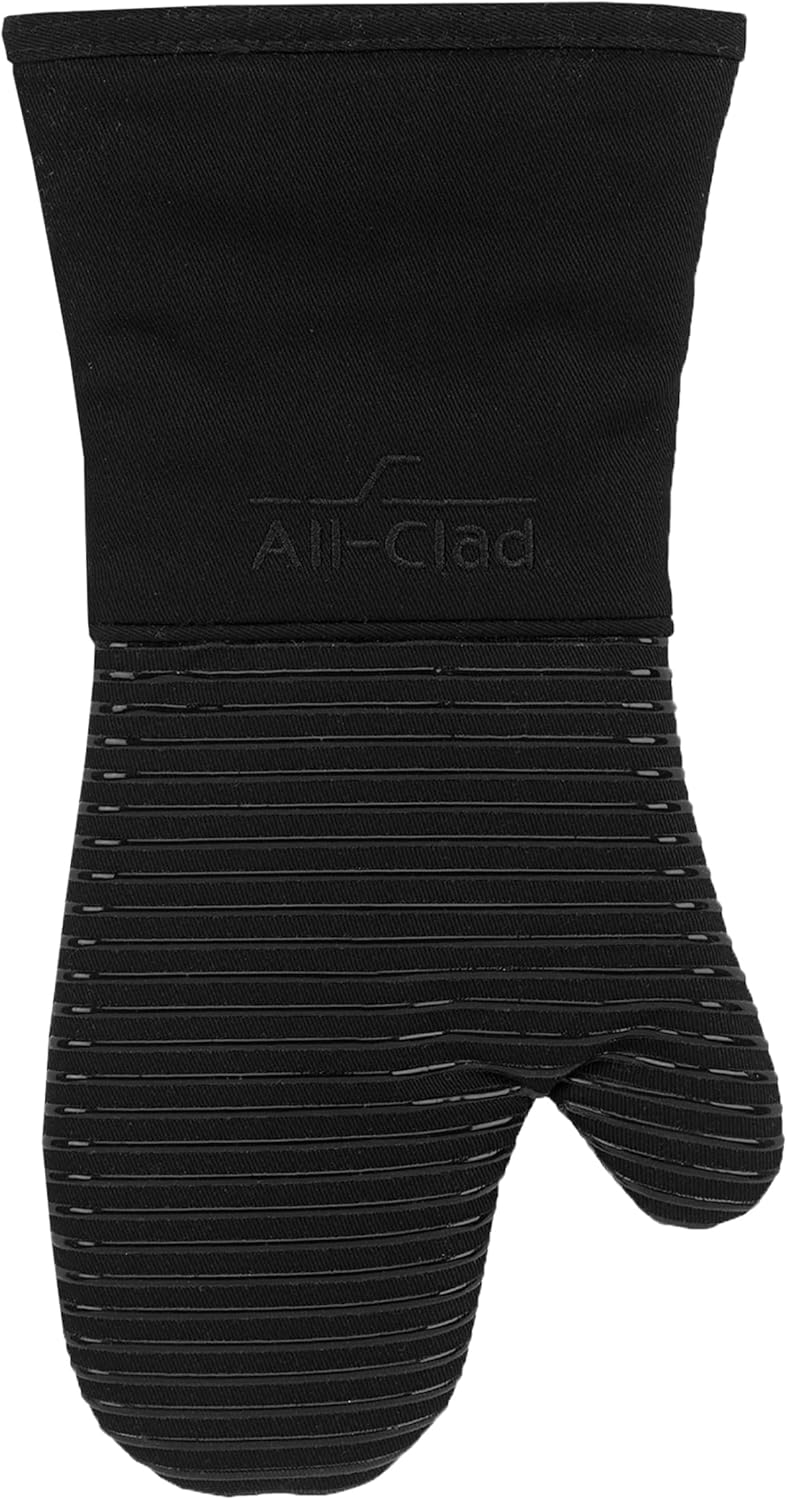 All Clad Silicone Oven Mitt: Heat Resistant up to 500 Degrees - 100% Cotton & Silicone, 14