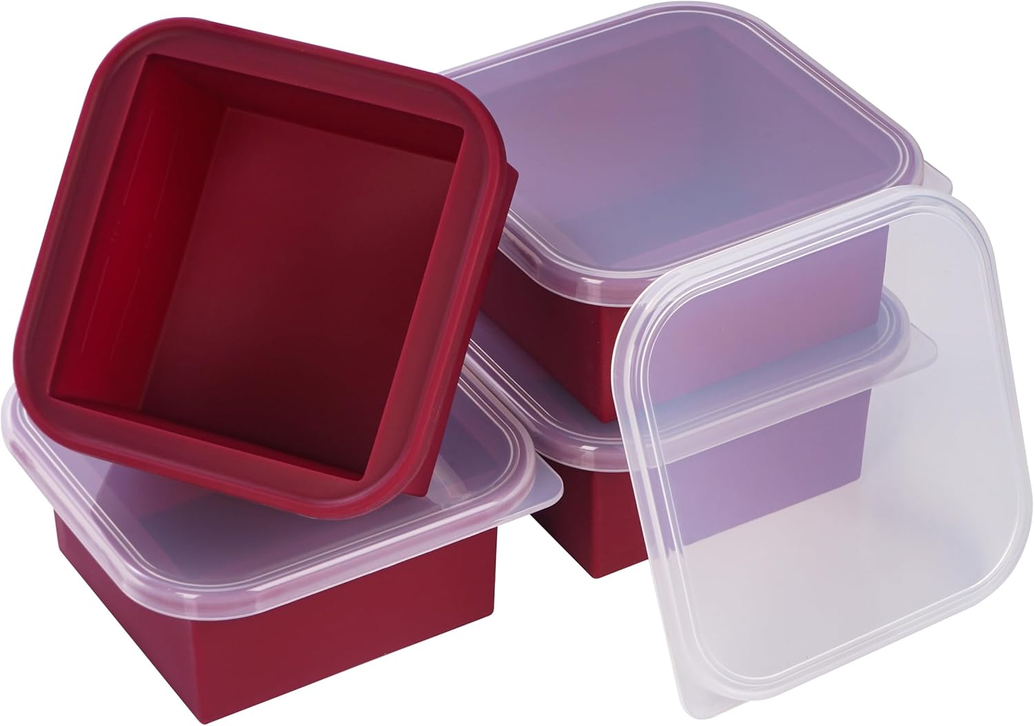 2-Cup Silicone Freezer Trays with Lids – Perfect for Meal Prep, Portion Control, and Easy Freezing-Meal Prep Container Molds for Soup,Leftovers (Cranberry, 4 Pack) - Blissbrew