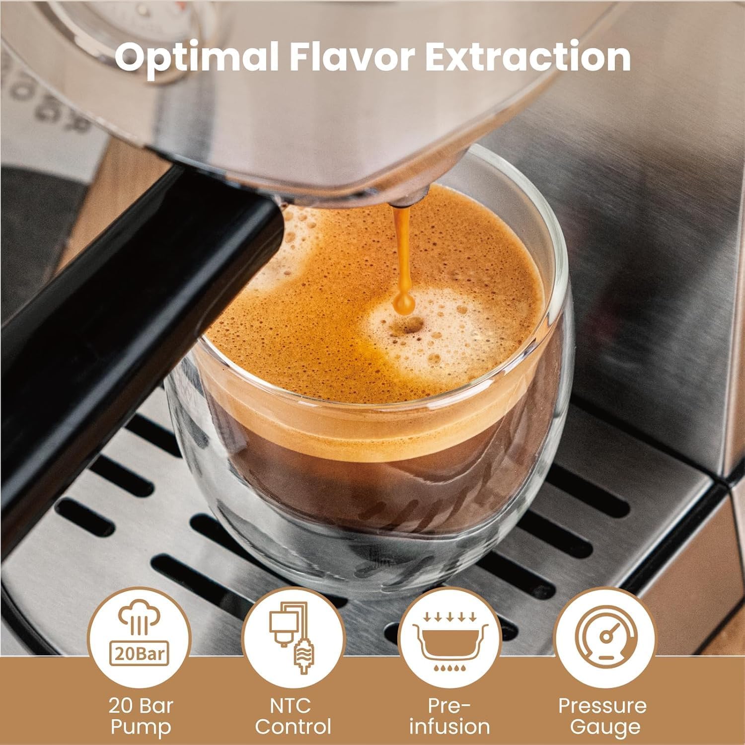 Gevi Espresso Expresso Machine 20 Bar with Auto Milk Frother, Professional Espresso Maker with Steam Wand, Compact Stainless Steel Cappuccino & Latte Machine, Gift for Coffee Lover, Home Baristas - Blissbrew
