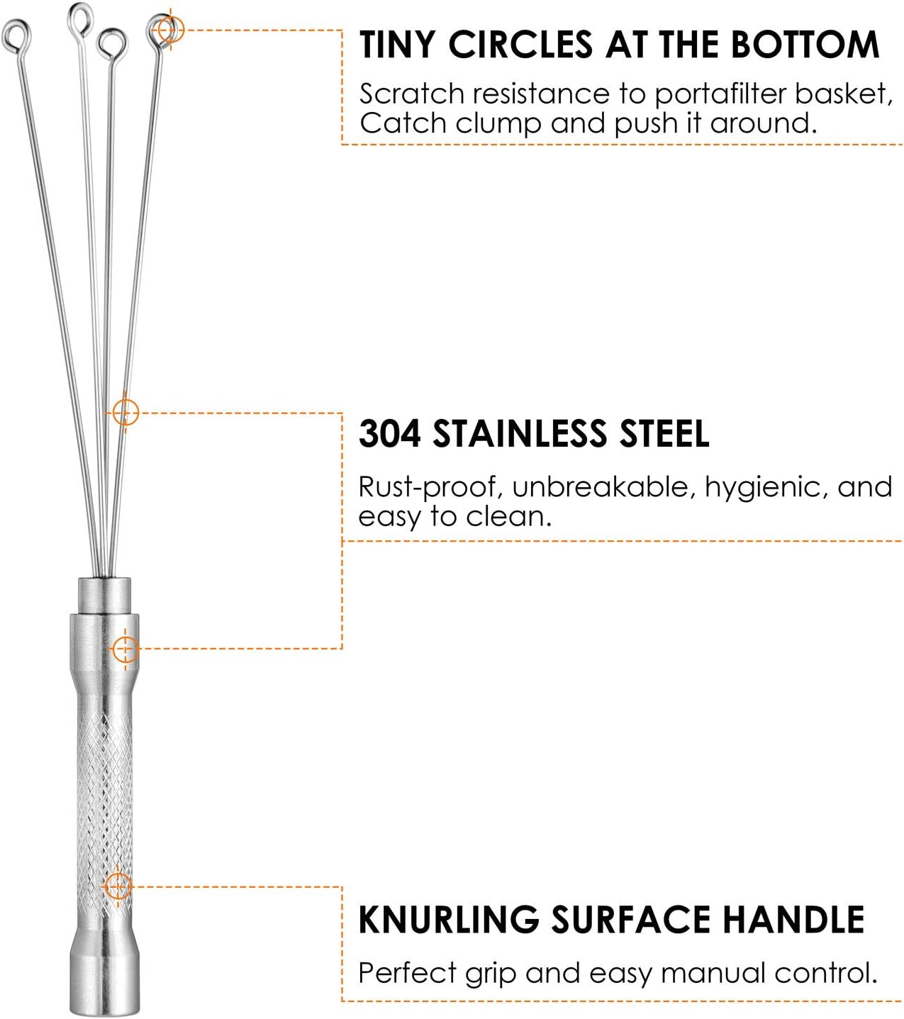 Espresso Coffee Stirrer, MATOW Stainless Steel Mini Whisk for Espresso Stirring Distribution – Professional Coffee Powder Stirring Tool