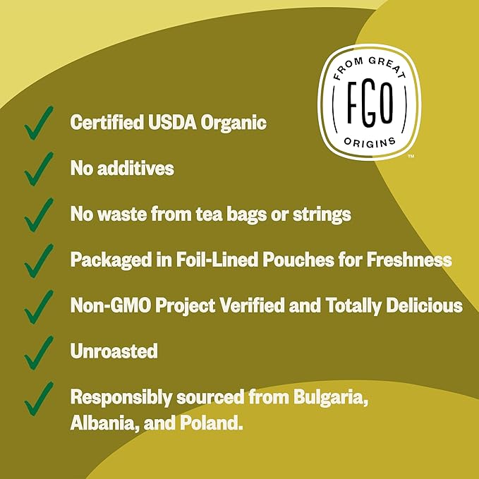 FGO Organic Dandelion Root Loose Tea, Cut and Sifted, Caffeine Free, 16oz Bulk Resealable Bag, Packaging May Vary (Pack of 1)