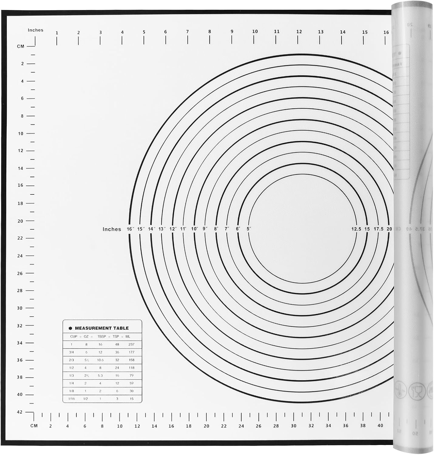 Yansumi Silicone Pastry Mat Extra Large Non-Slip Mat for Rolling Dough Pie Crust and Baking Non-Stick with Measurements (XL, 28