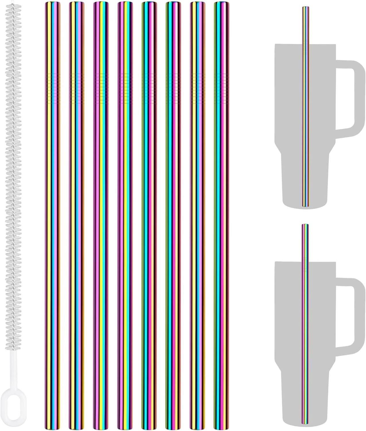 Tomorotec 8PCS Stainless Steel Straws for Stanley Tumbler 40oz, 12
