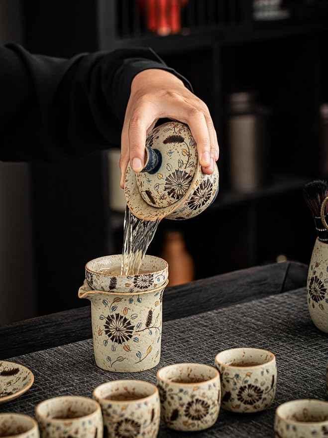 Duan Clay Fired Red Tea Set, Ceramic Gaiwan, Teapot and Cups-suit2