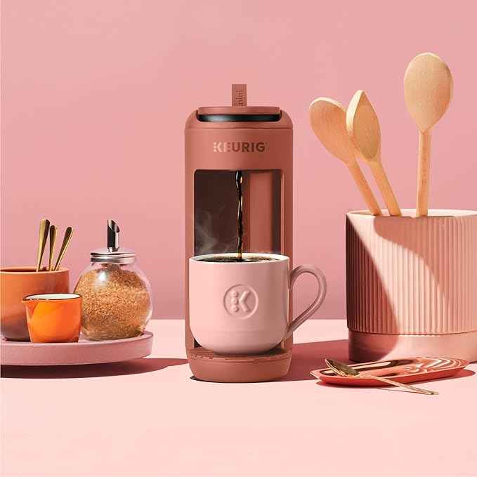 Keurig K-Mini Mate Single Serve K-Cup Pod Coffee Maker, Brews Up to 12 oz Cup, Compact Portable Coffee Machine for Small Spaces, Great for Dorms & Offices, Red Rocks