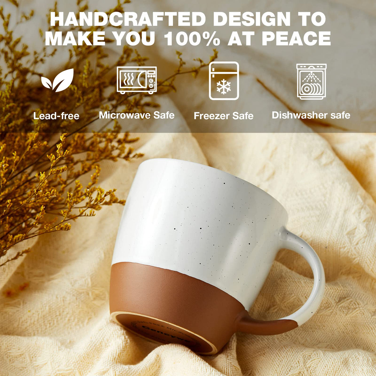 Large 18 oz mug filled with a hot drink