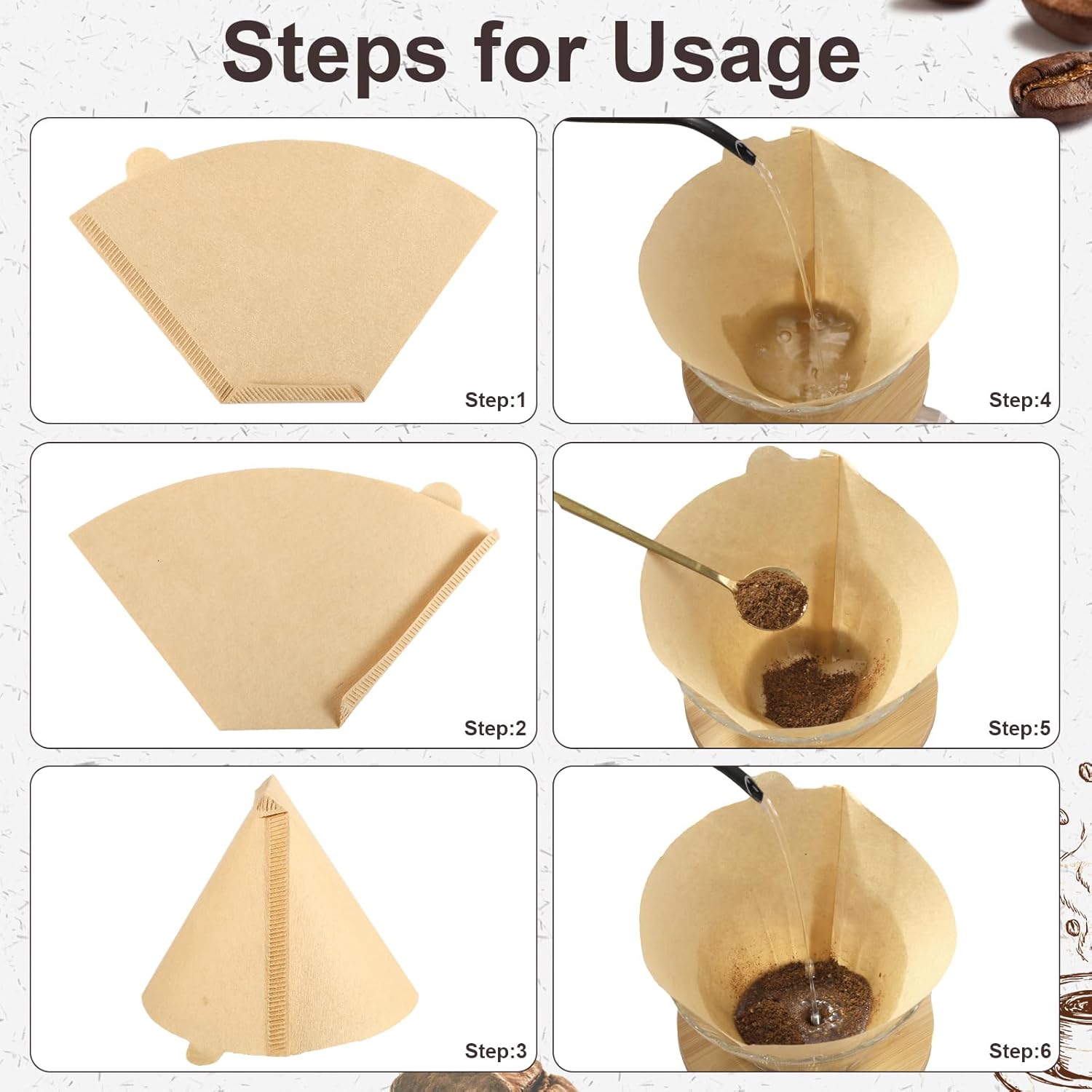 #4 Cone Coffee Filters 8-12 Cups, Disposable Natural Coffee Filters 4 Cone Paper Unbleached 4 Filters Paper Compatible with Ninja, Drip and Pour Over Coffee Maker, 120 Count