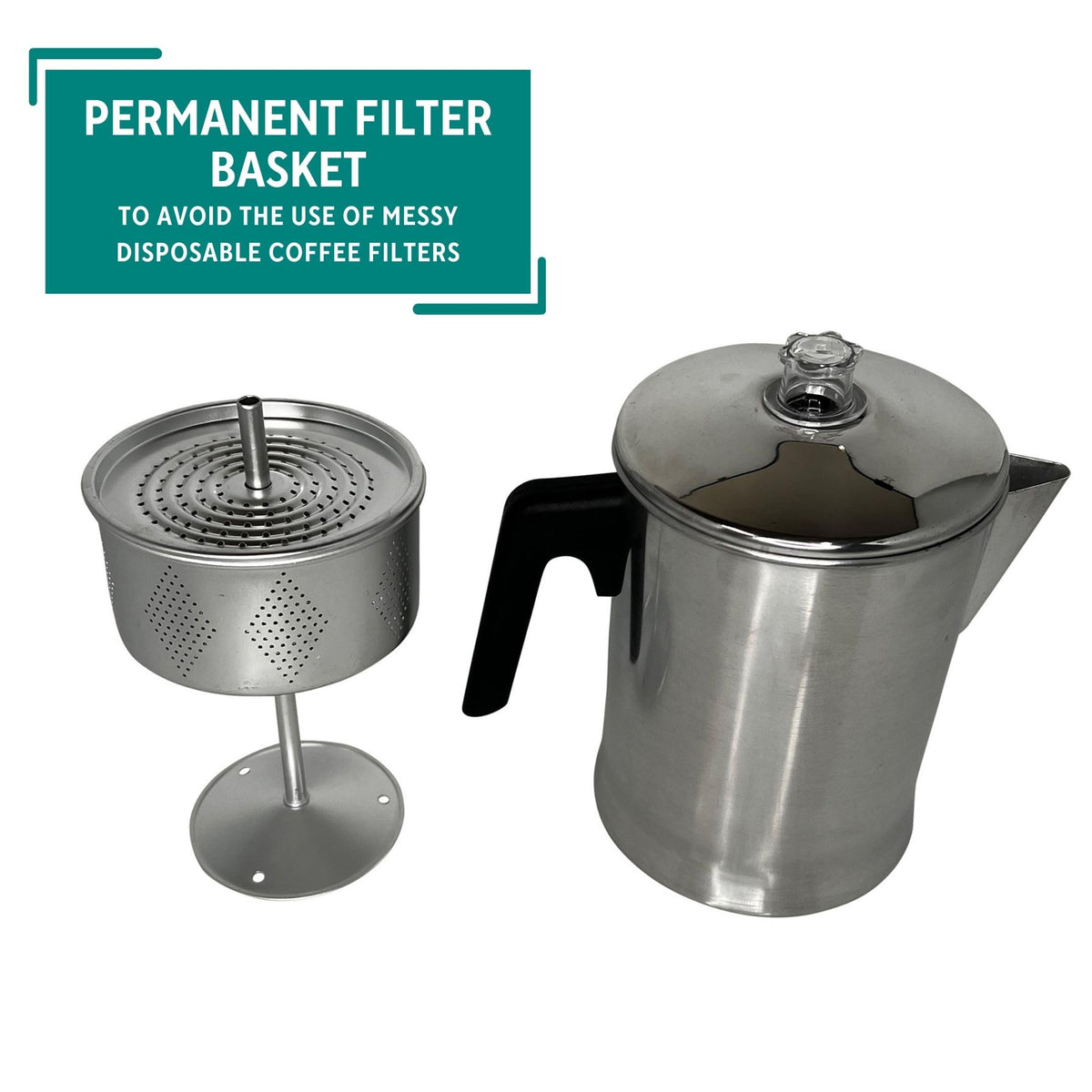 Permanent filter basket for a coffee percolator
