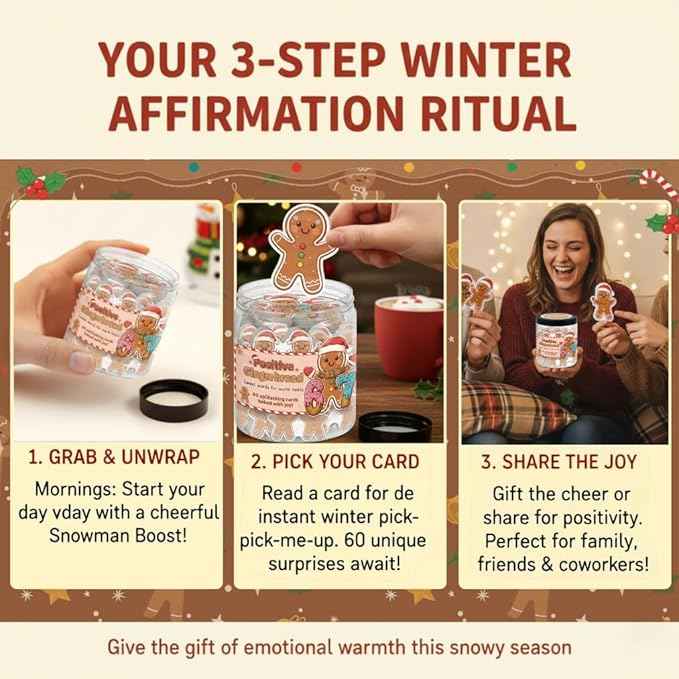 Positive Gingerbread67 Jar With 60 Daily Affirmation Cards, Gingerbread Gift for Women Men Girl, 67 Christmas Ornaments Decorations, Stocking Stuffers For Teen Boy, Funny Gag Gift, Meme Six Seven