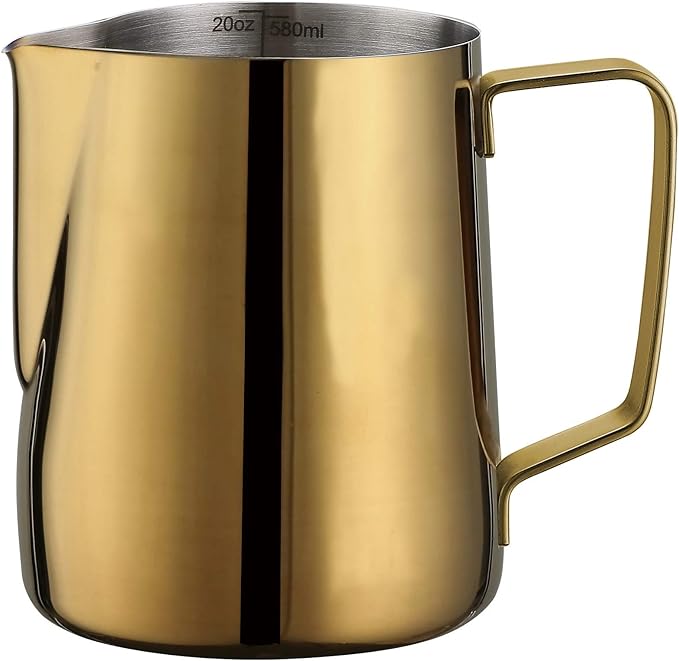 Milk Frothing Pitcher 20oz Stainless Steel Cup Perfect for Latte Cappuccino Stainless Steel Milk Frother Steaming Pitcher Rose Golden Color 600ml