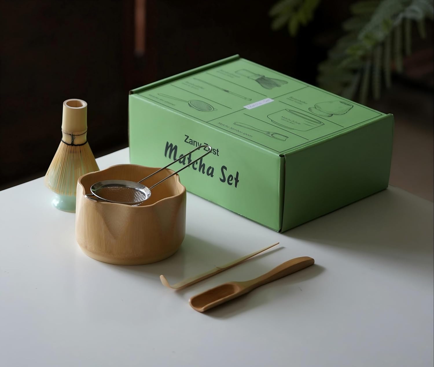 Matcha Whisk Set with Bamboo Bowl, Traditional Bamboo Matcha Kit with 6-Spout Bowl, Unique Gifts for Matcha Lovers Women Men Girl Friend Home Kitchen, Gifts for Christmas, Birthday,Halloween