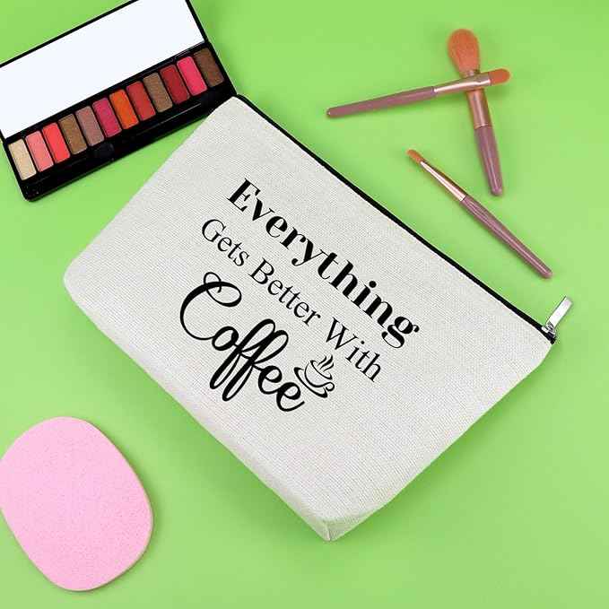 Funny Coffee Gifts for Women Makeup Bag Coffee Lovers Gifts for Coffee Drinker Gift for Friend Friendship Coffee Barista Gifts Cosmetic Bag Christmas Birthday Gifts Novelty Coffee Gifts Cosmetic Pouch