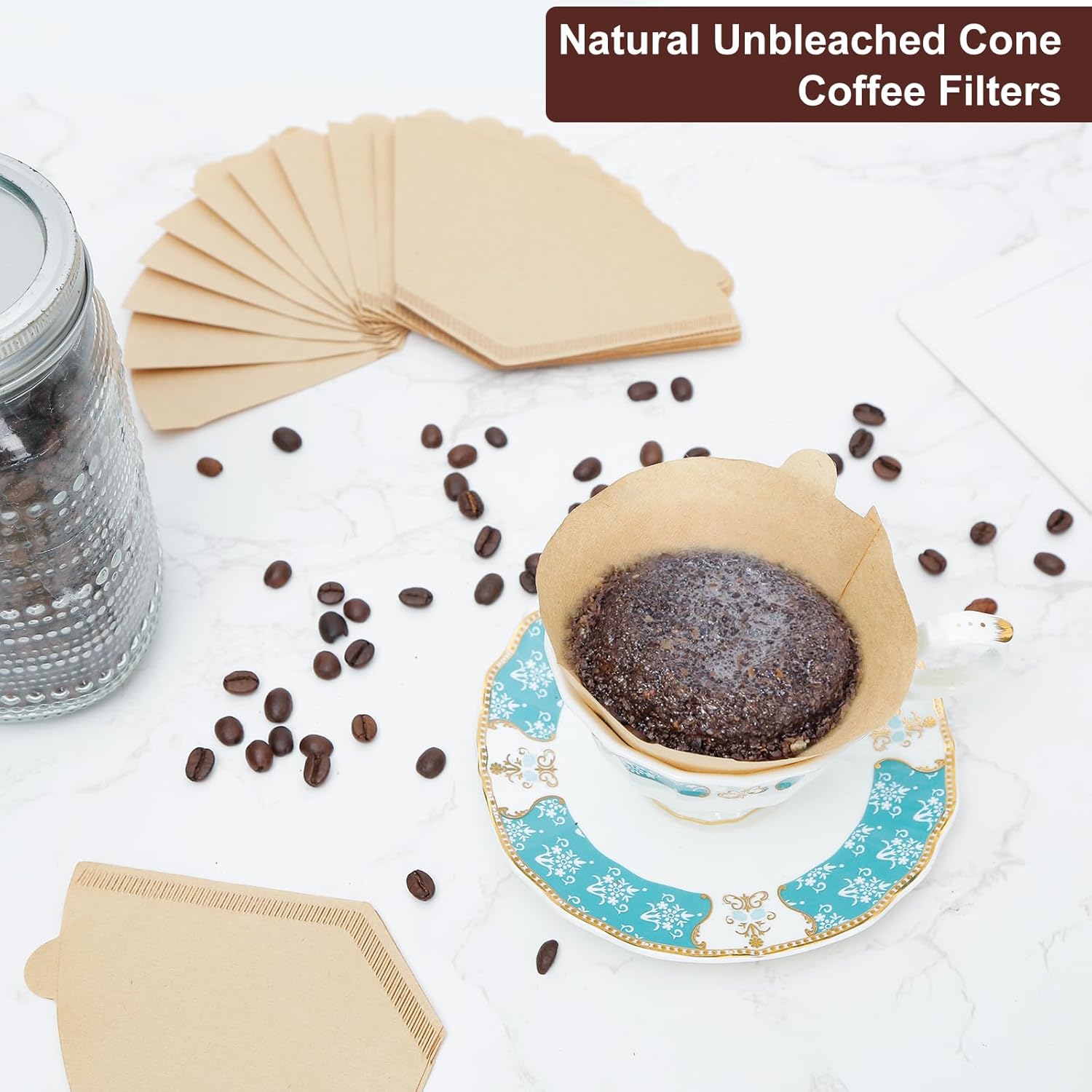 Coffee Filters 4 Cone Paper, 200 Count Unbleached-Disposable Pour Over Coffee Filter for Drip Coffee Maker, Coffee Paper Filters 8-12 Cup, Cone Coffee Filters 04 - Blissbrew
