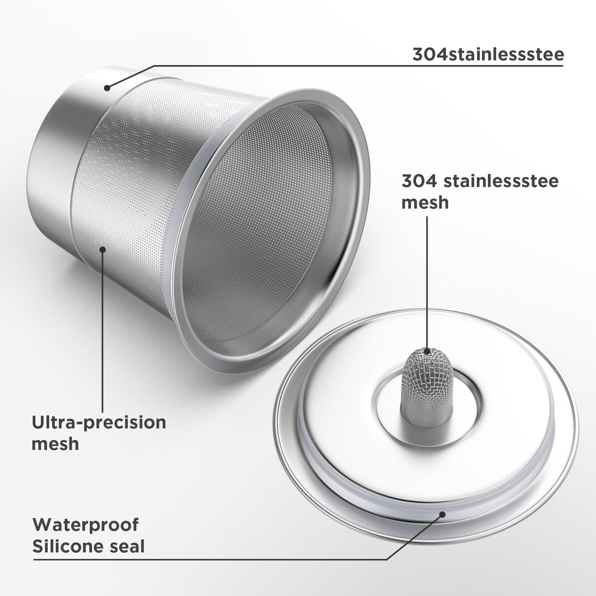 Silver refillable coffee pod with mesh filter
