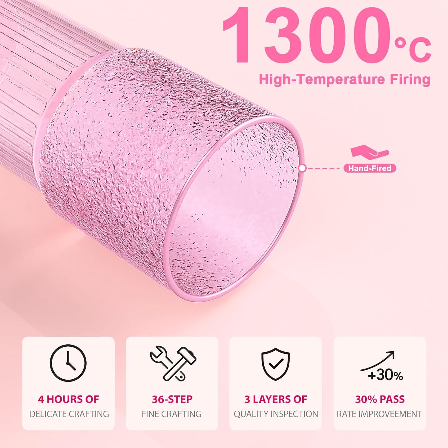 20oz Glass Cups with Lids and Straws - Set of 4 Reusable Tumblers, Thickened Shatter-Resistant Glass, Ideal for Iced Coffee, Smoothies, Cocktails, Juices - Elegant & Durable Drinkware (Pink)