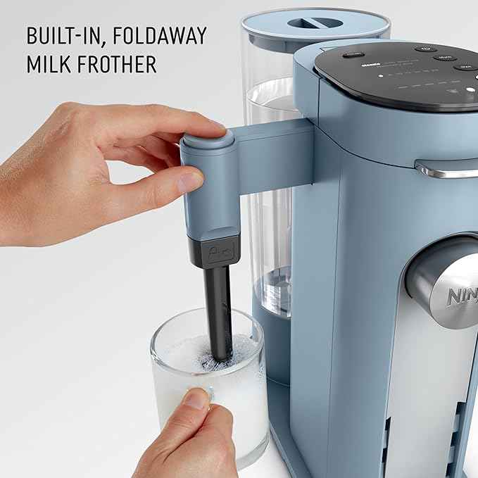 Ninja Pod & Grounds Specialty XL Single-Serve Coffee Maker, K-Cup Pod Compatible, Brews Grounds, Compact Design, Built-In Milk Frother, 68-oz. Reservoir, 6oz. Cup-24oz. Mug Sizes, Denim Blue, PB055ABL