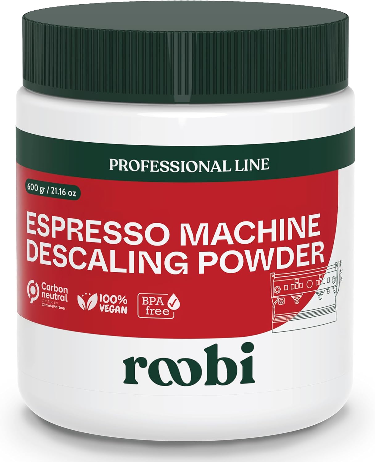 Roobi Professional Espresso Machine Descaling Powder. Carbon Neutral Espresso Descaler Powder. Up to 21 uses, 600gr. - Blissbrew