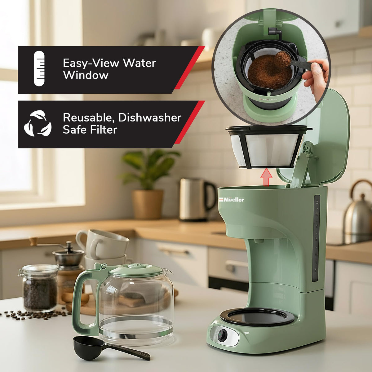 Green drip coffee maker keep-warm plate