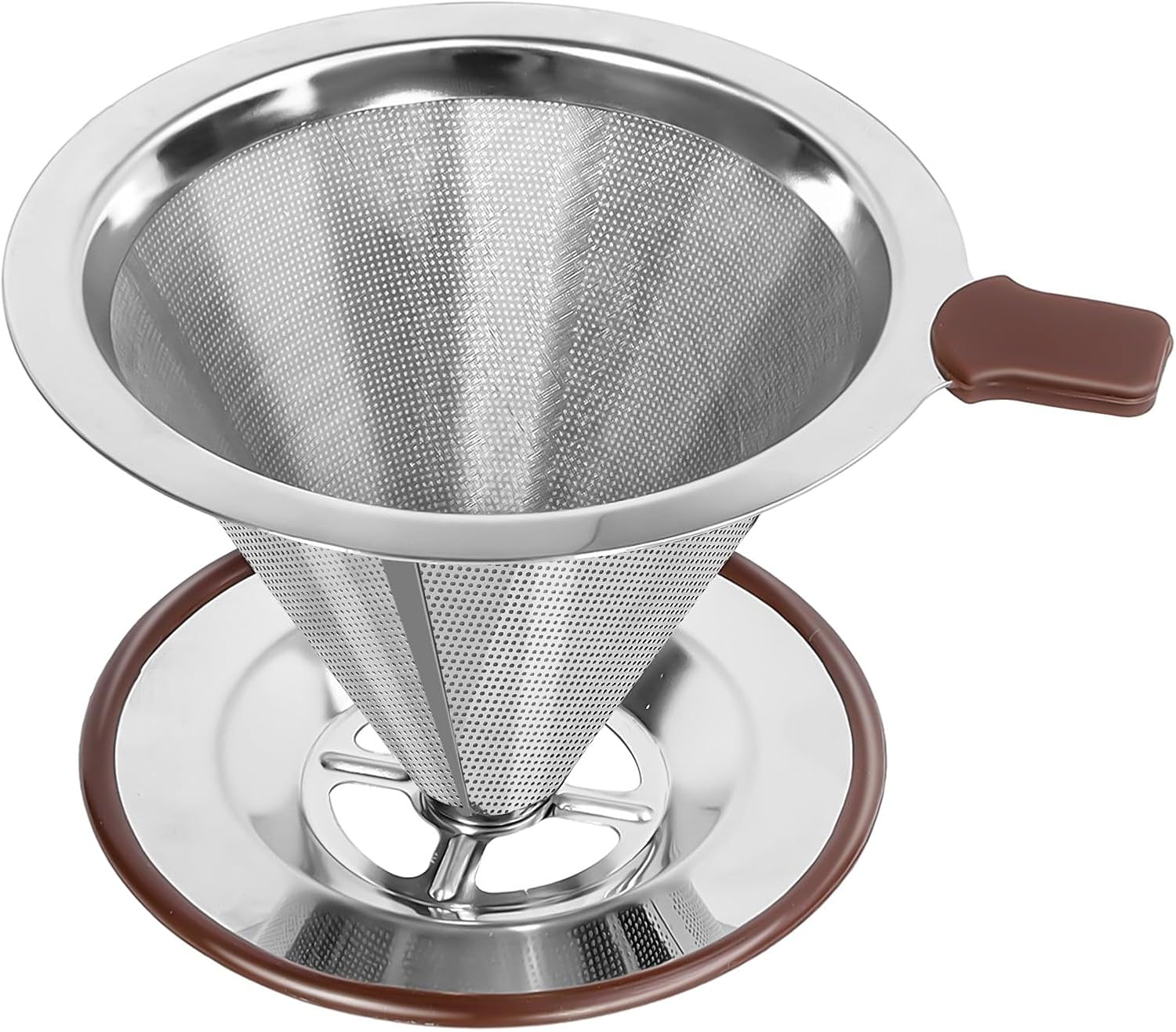 Pour Over Coffee Dripper，Reusable Stainless Steel Drip Cone Coffee Filter, Update Double Ultra Fine Micro Mesh Filter, Professional Paperless Drip Brew Coffee Cone Maker with Cup Stand,1-4 Cup - Blissbrew