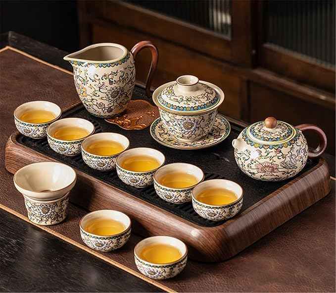Ru Kiln Enamel Gongfu Tea Set, Gaiwan and Teacup Collection-suit19