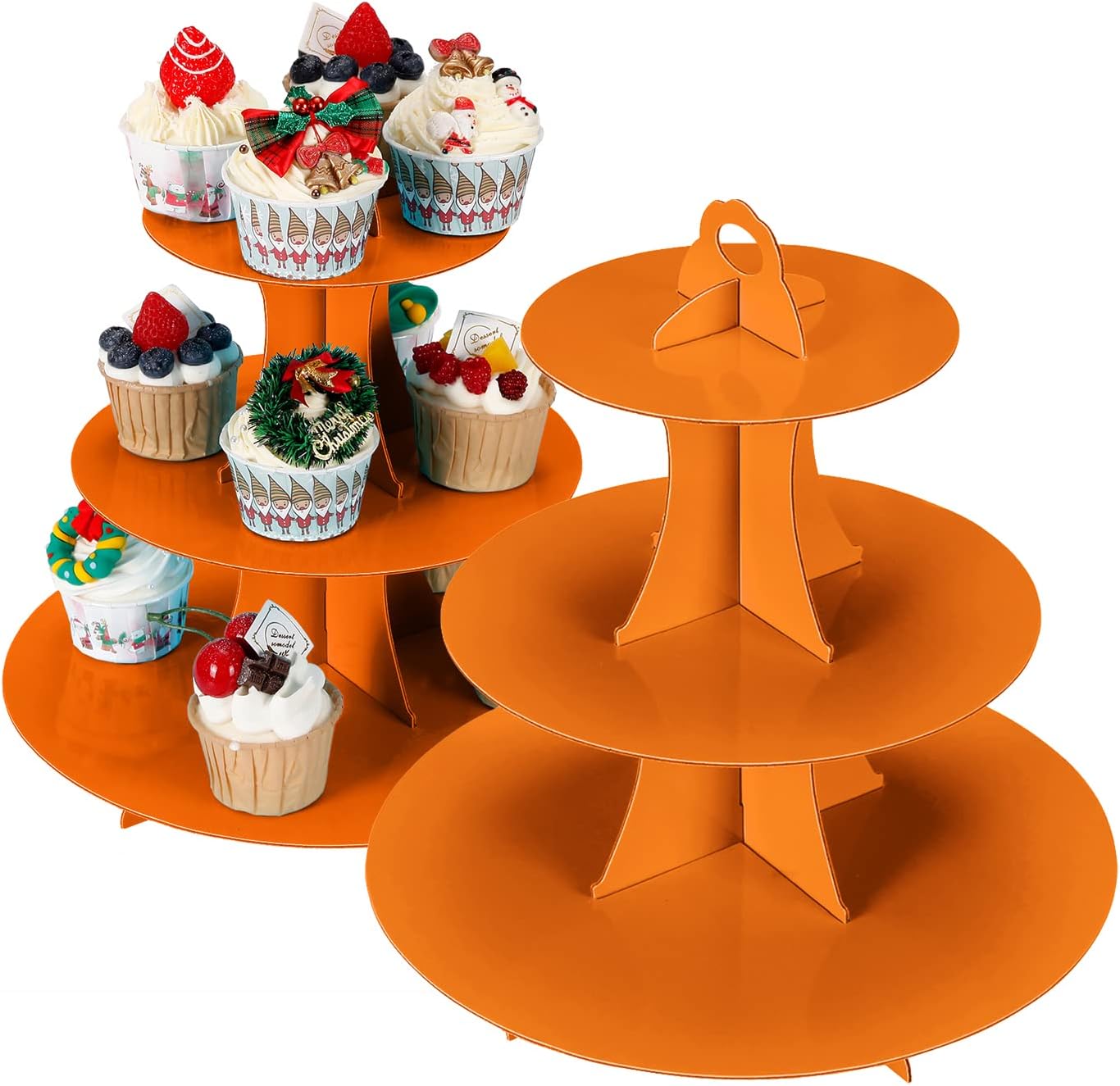 2Pcs 3-Tier Cupcake Stand, Cake Stand holder, Tiered DIY Cupcake Stand Tower for Dessert Table Displays, Birthday Theme Party Favors Decoration, Floral Tea Party, 12