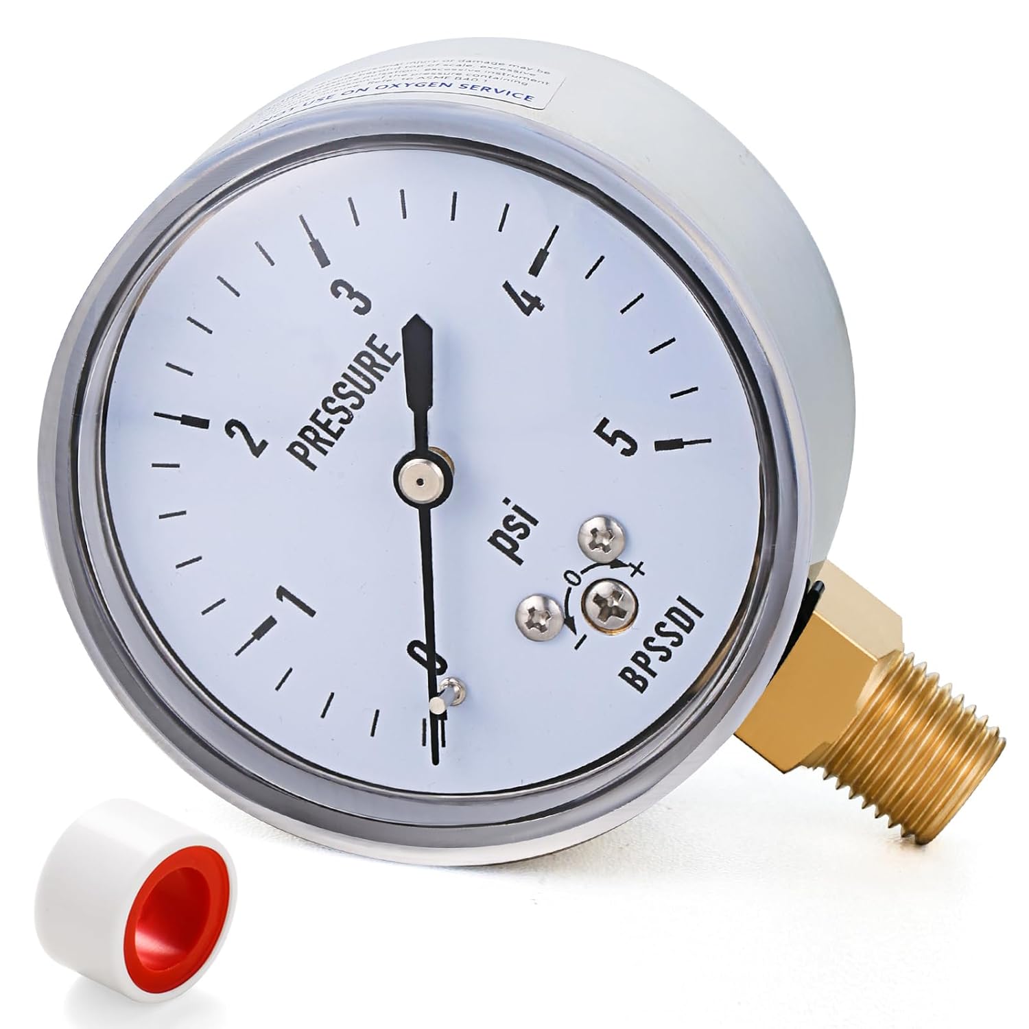0-5 Psi Low Pressure Gauge, Capsule Gauge with 304 Stainless Steel Case, 2.5