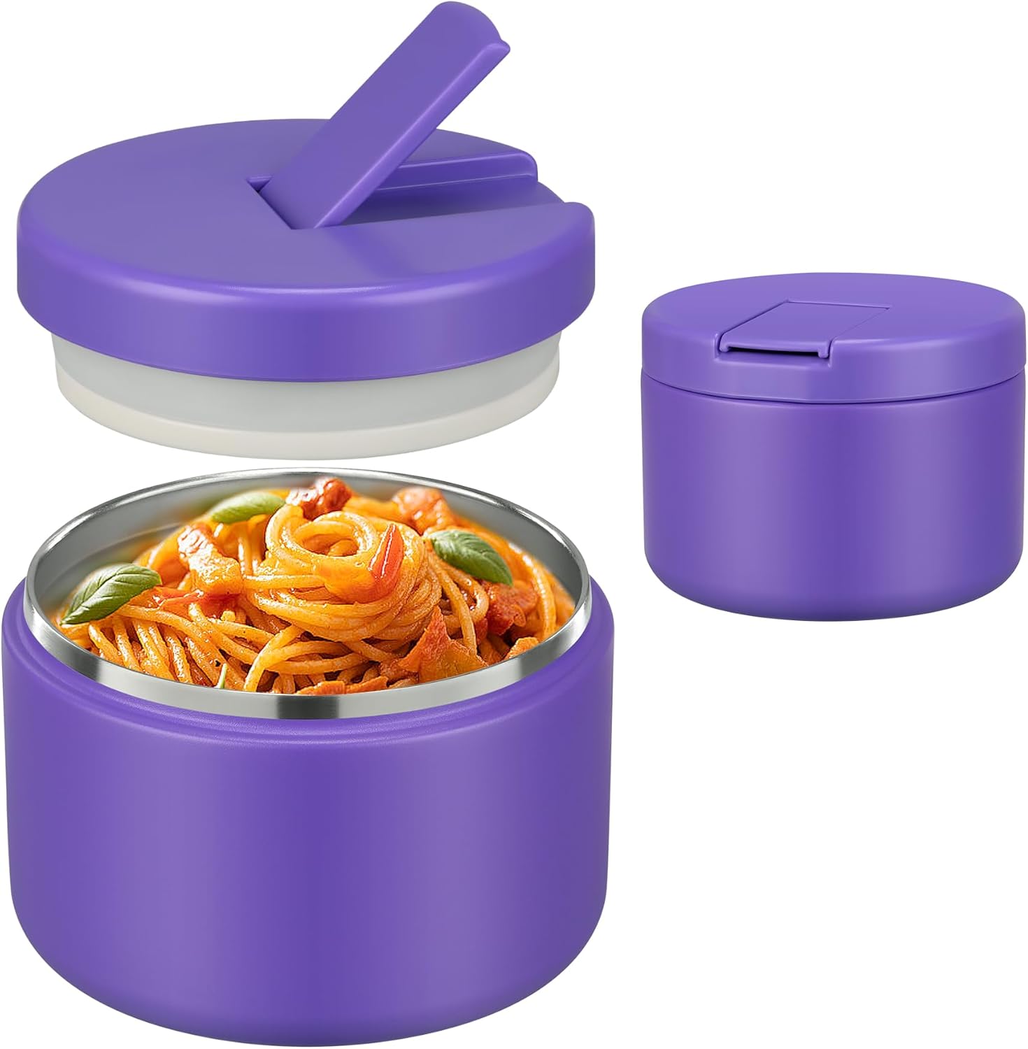 12oz Insulated Vacuum Food Jar with Buckle Lid Wide Mouth Soup Thermo for Hot Food Kids Leakproof Stainless Steel Lunch Container (Purple, 12OZ) - Blissbrew