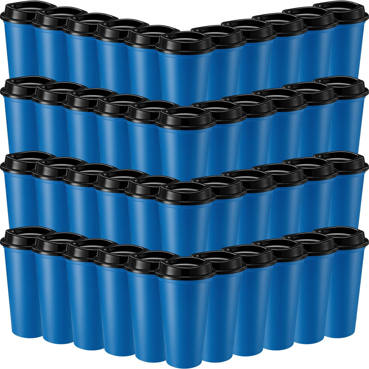 Navy blue 16 oz reusable plastic tumbler with lid