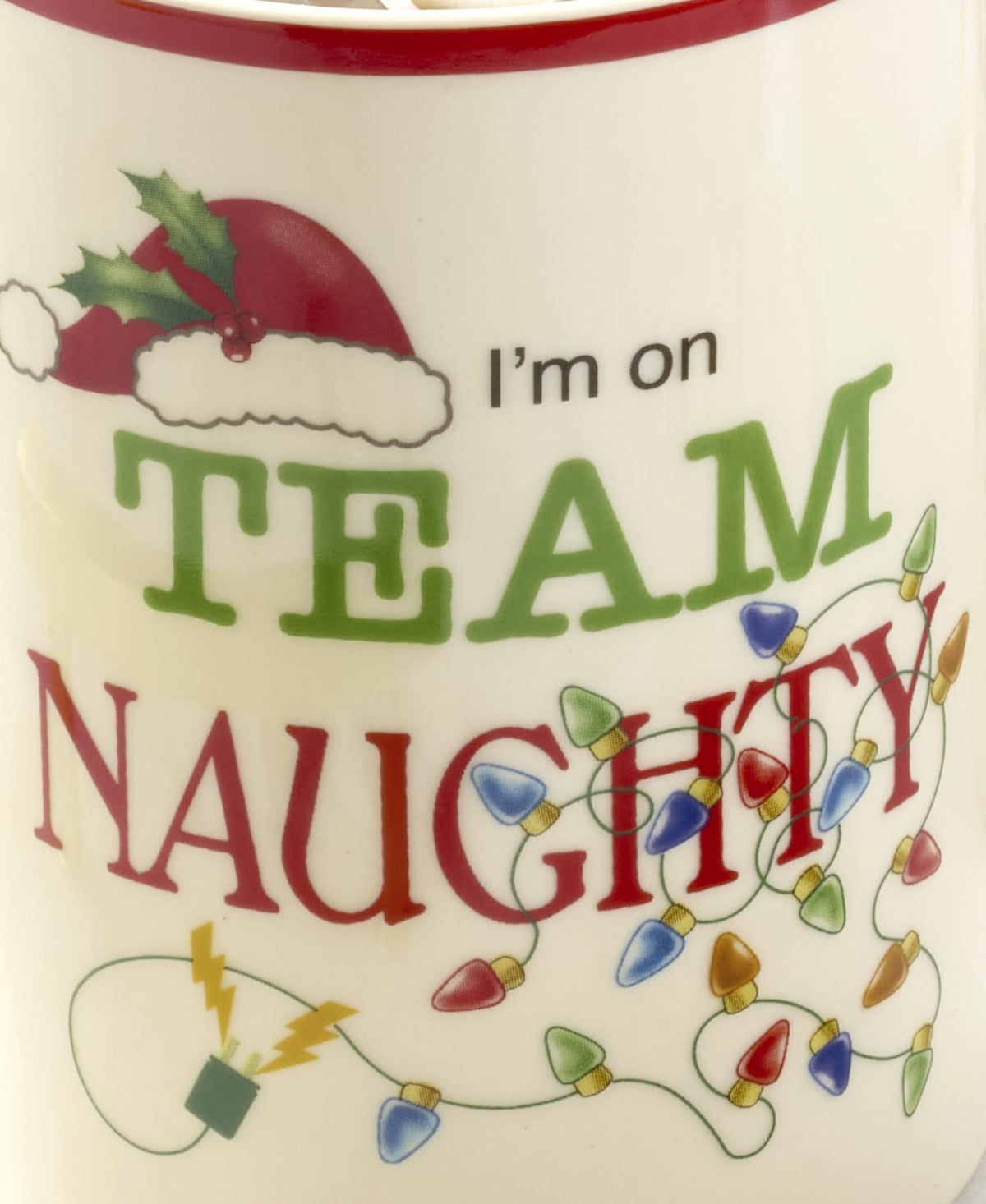 14 oz porcelain Christmas mug, front view