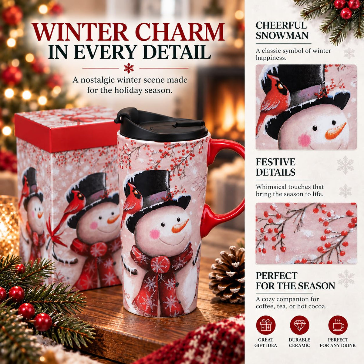 17 oz ceramic travel mug with removable lid