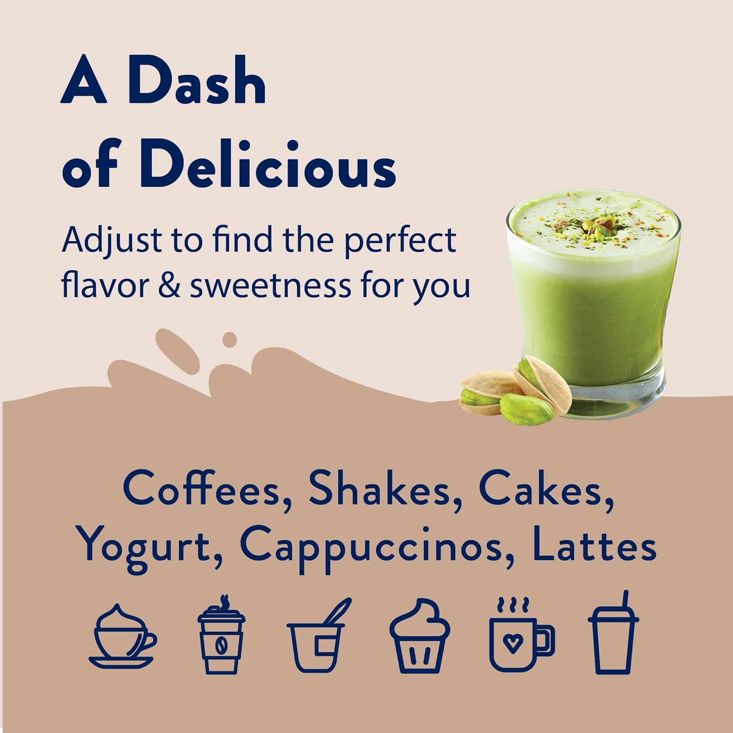 Jordan's Skinny Syrups Sugar Free Coffee Syrup, Pistachio Flavor Drink Mix, Zero Calorie Flavoring for Chai Latte, Protein Shake, Food & More, Gluten Free, Keto Friendly, 25.4 Fl Oz, 1 Pack
