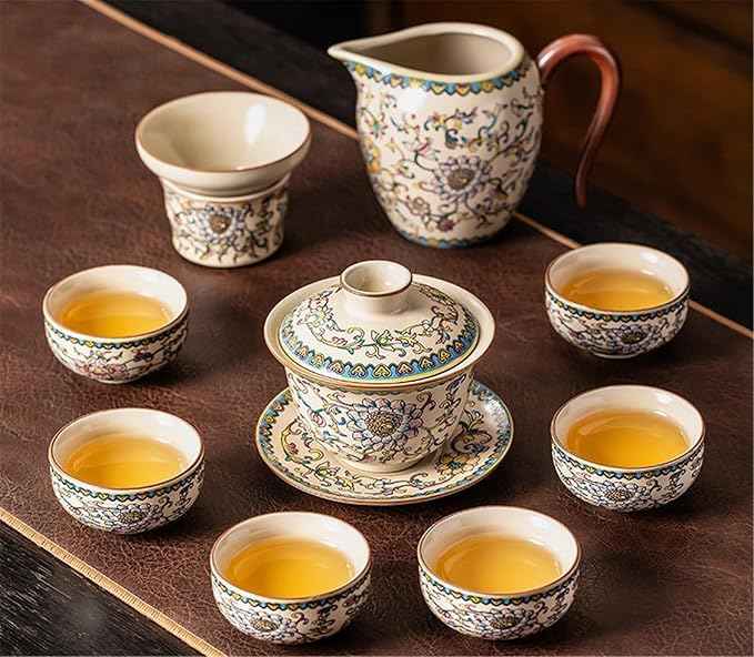 Ru Kiln Enamel Gongfu Tea Set, Gaiwan and Teacup Collection-suit1