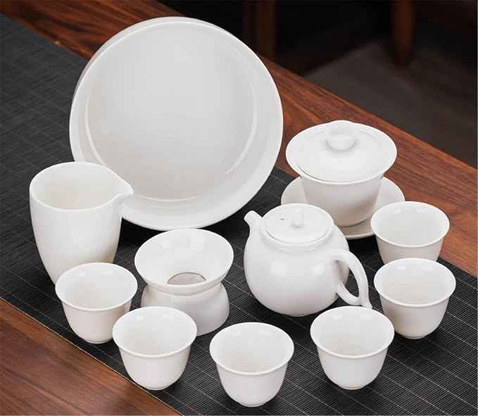 White Jade Porcelain Gongfu Tea Set, Gaiwan with Teacups-suit18