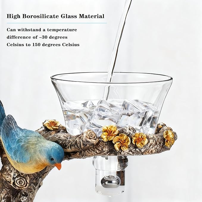 Lazy Kungfu Glass Tea Set Heat Resistant Semi Automatic Drip Rotating with Infuser Magnetic Teapot Set for Gongfu Tea Making Ideal (Blue Bird)