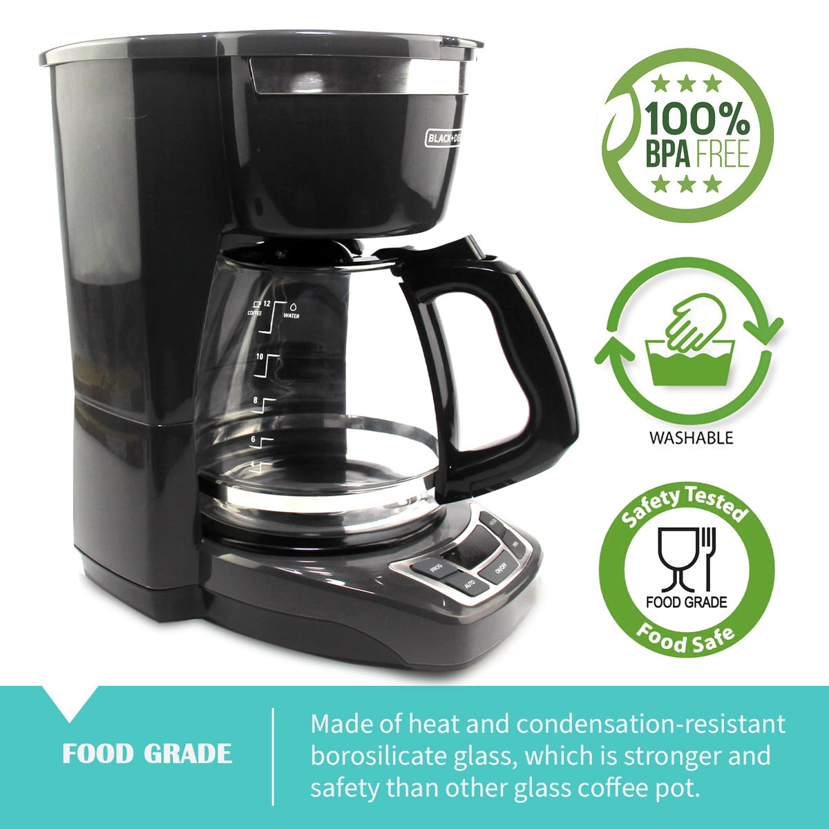 Coffee carafe with wide opening and removable lid