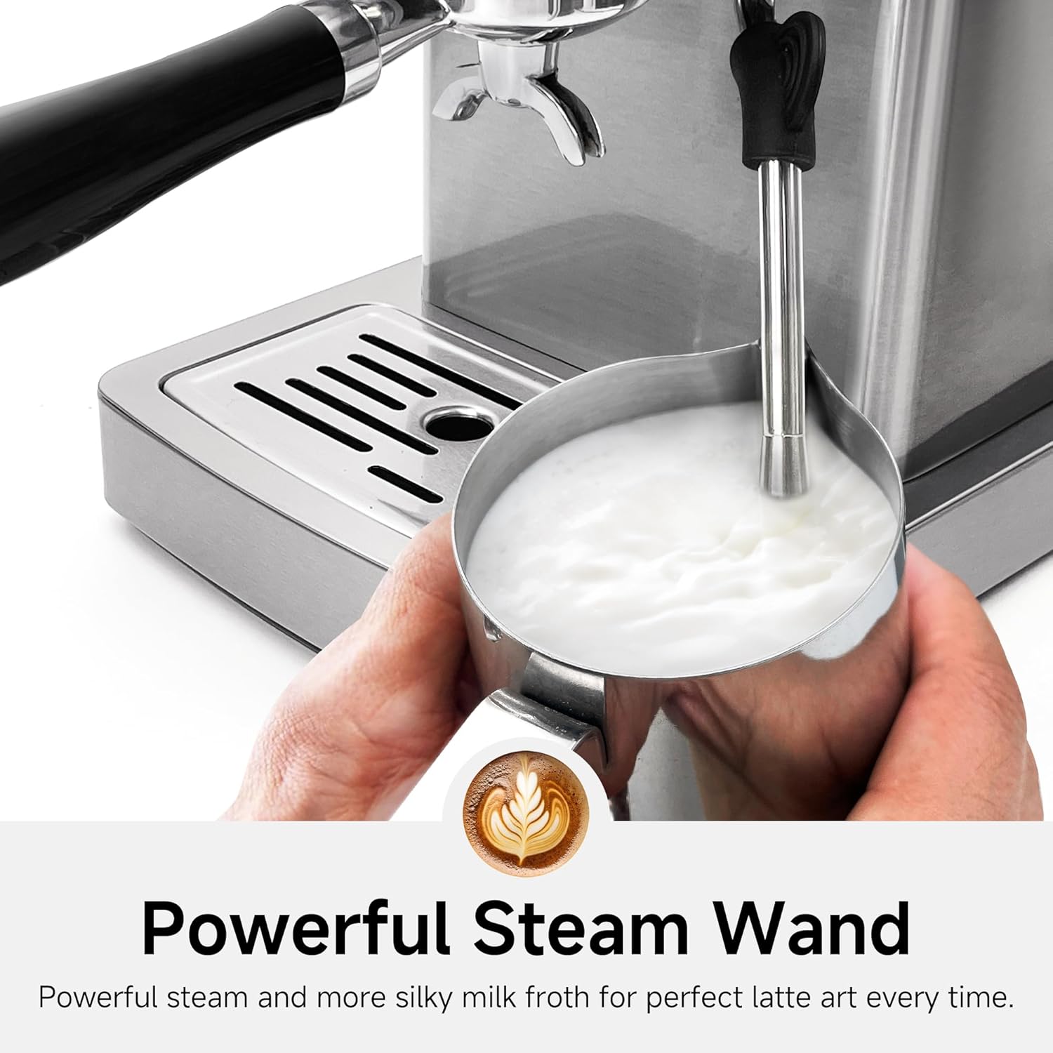 HIBREW H10A - 58mm Espresso Machine, Stainless Steel Body with Milk Frother, Customizable Settings, Smart Display + 20 Bar Pressure Gauge. - Blissbrew