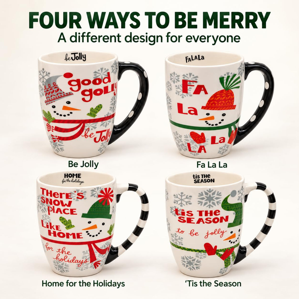 Glazed ceramic holiday mug for hot drinks