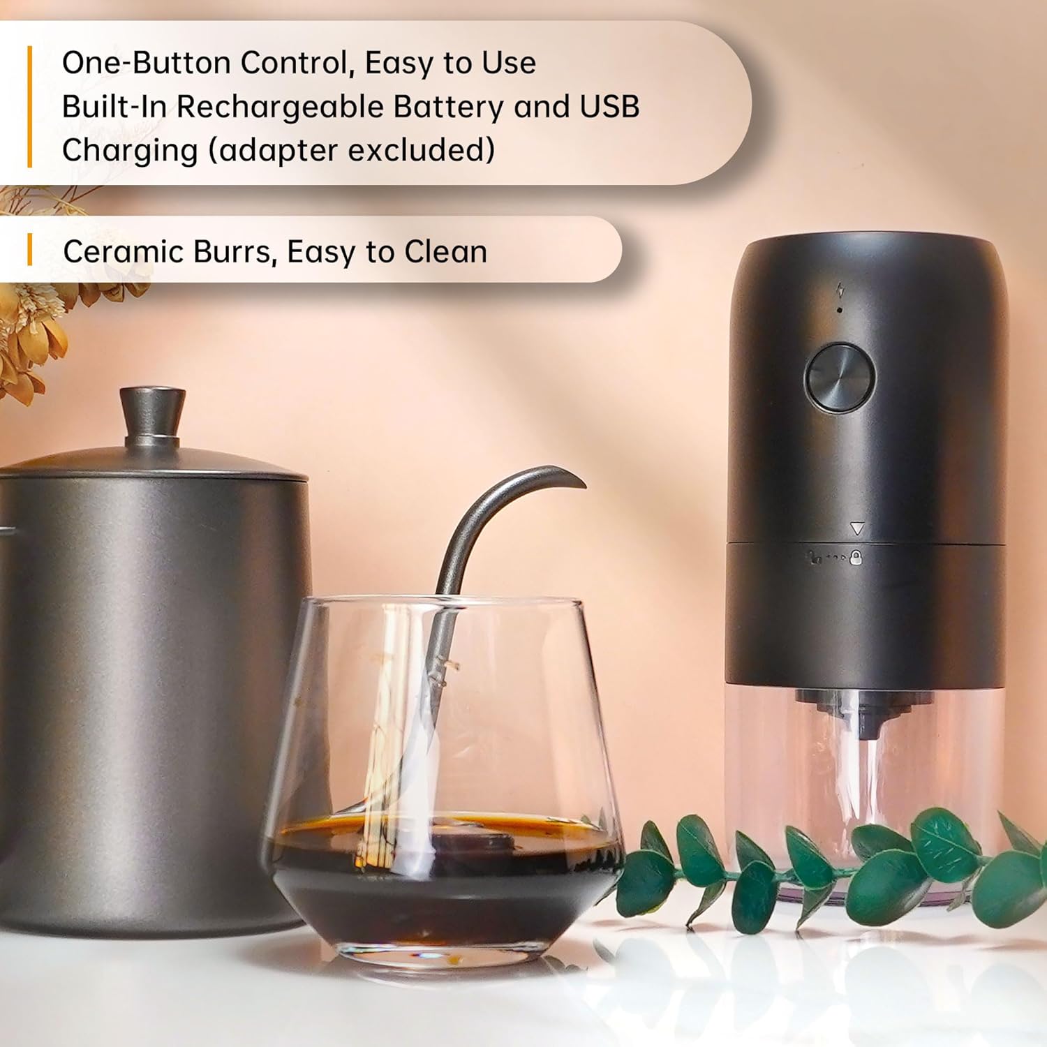 SuperCook Coffee Pour Over Kit Hand Drip with Kettle, Electric Grinder, Camping Travel Coffee Kit Ideal for Anniversary Birthday Gift