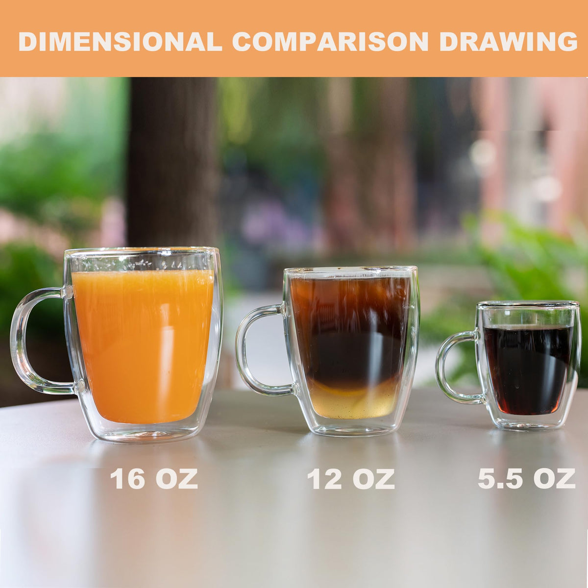 Four-piece clear glass mug set, 16 oz each