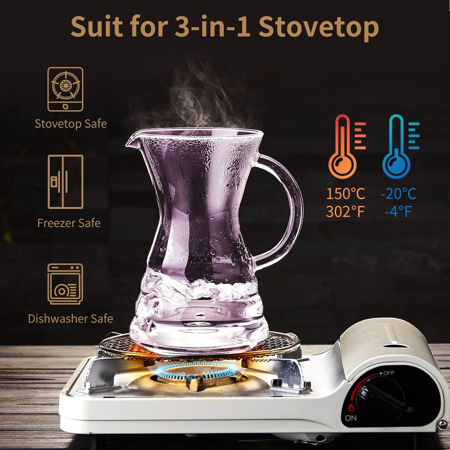 Unbreakable - Pour Over Coffee Maker with Permanent Stainless Filter 32 fl oz, Thickened Heat-Resistant Borosilicate Glass Dripper Coffee Brewer, Stovetop Safe, Pink - Blissbrew