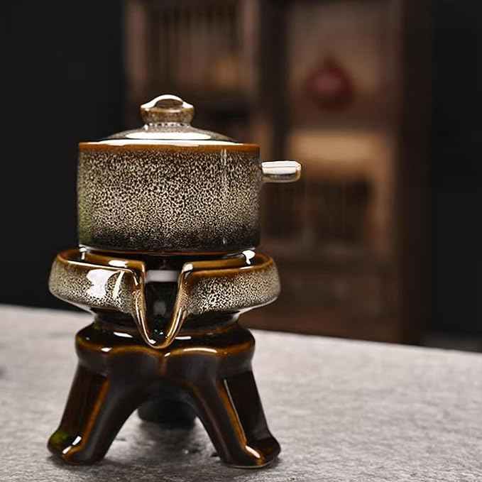 Lazy Tea Set, Automatic Stone Grinding Pot, GongFu Tea Set, Gift Box Suitable for Tea Ceremony Parties, Father's Day, Birthday and Christmas (Lazy Grey)