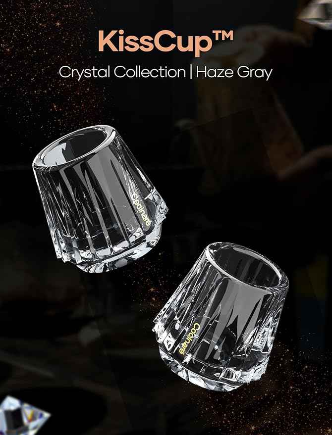 Cocinare KissCup Crystal Espresso Cup – 1.5oz Demitasse Cup for Espresso, Pour-over coffee & Tea, Haze Gray, Crystal Collection