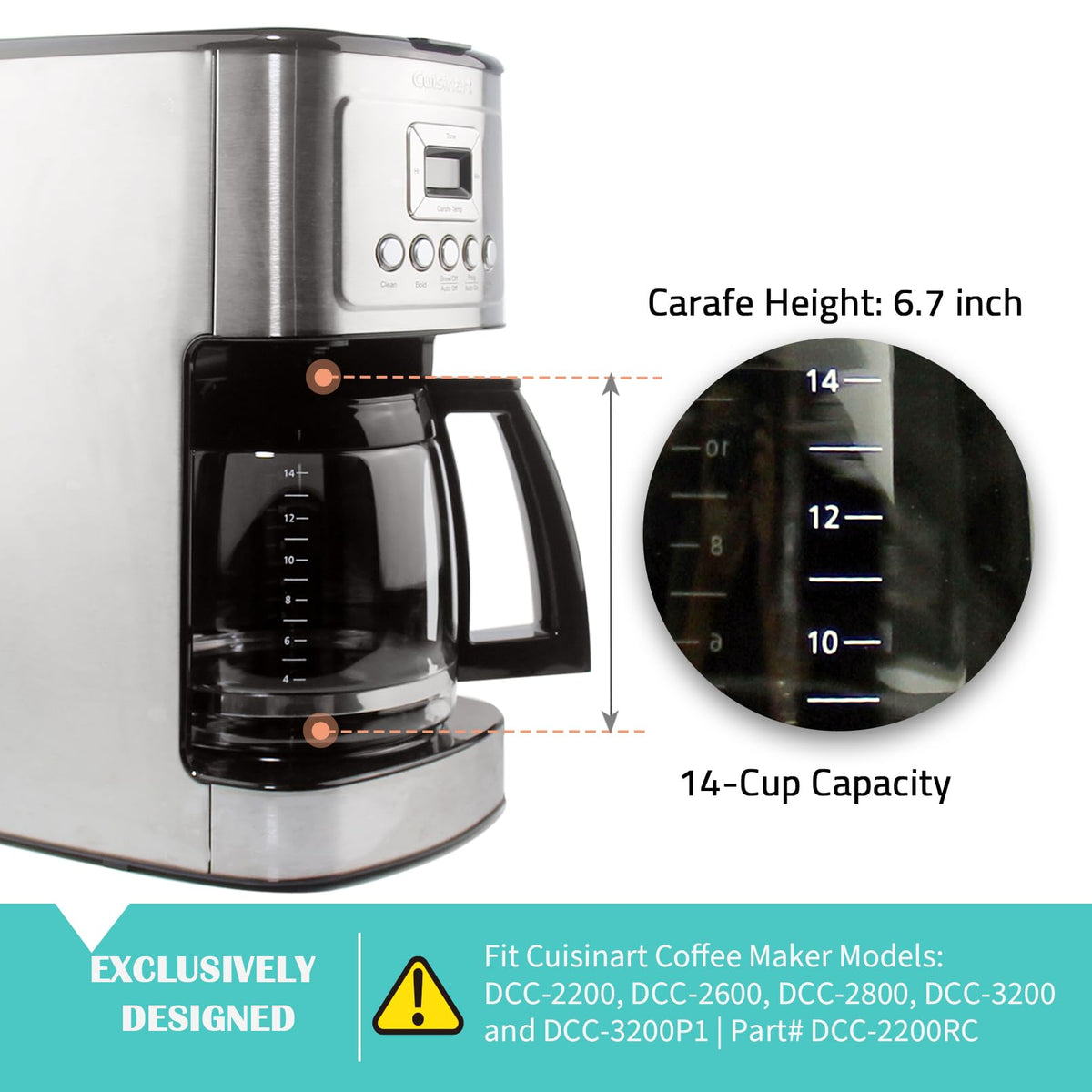 Replacement coffee pot with comfort grip handle